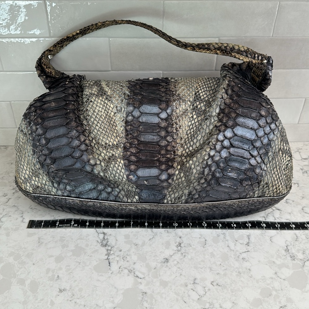 Albert Chloe Authentic Metallic Python Bag - image 8